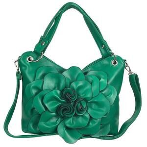 1457 Big Flower Purse with Clasp Green